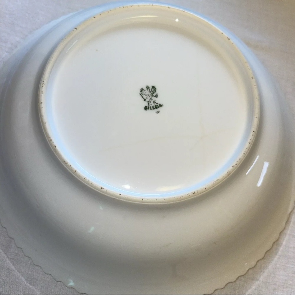 P.K. Porzellanfabrik Königszelt Silesia ~ Roses ~ Serving Bowl 1920's Tent Mark - Picture 5 of 6